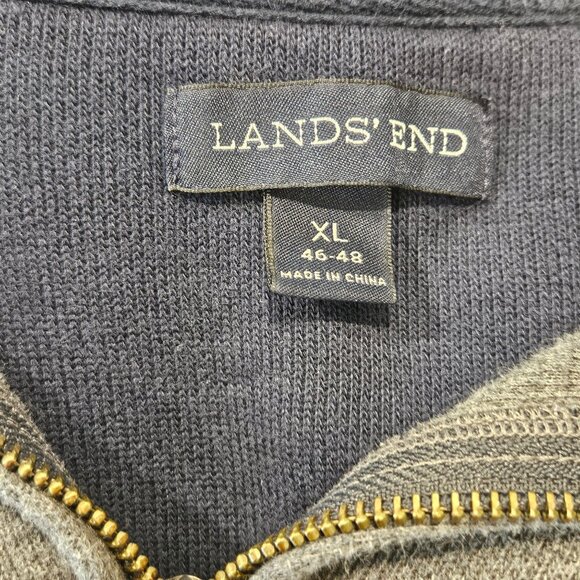 Lands End Mens XL Gray Quarter-Zip Pullover Sweater Cotton Knit Casual Office - Picture 5 of 12